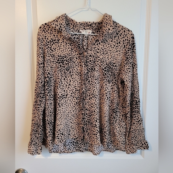 🩷 Hippie Rose Leopard Button Up Top - Picture 1 of 1